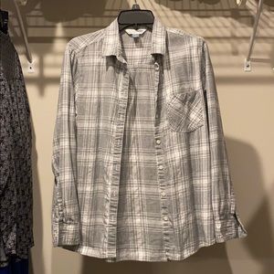 Gray and White Flannel Shirt